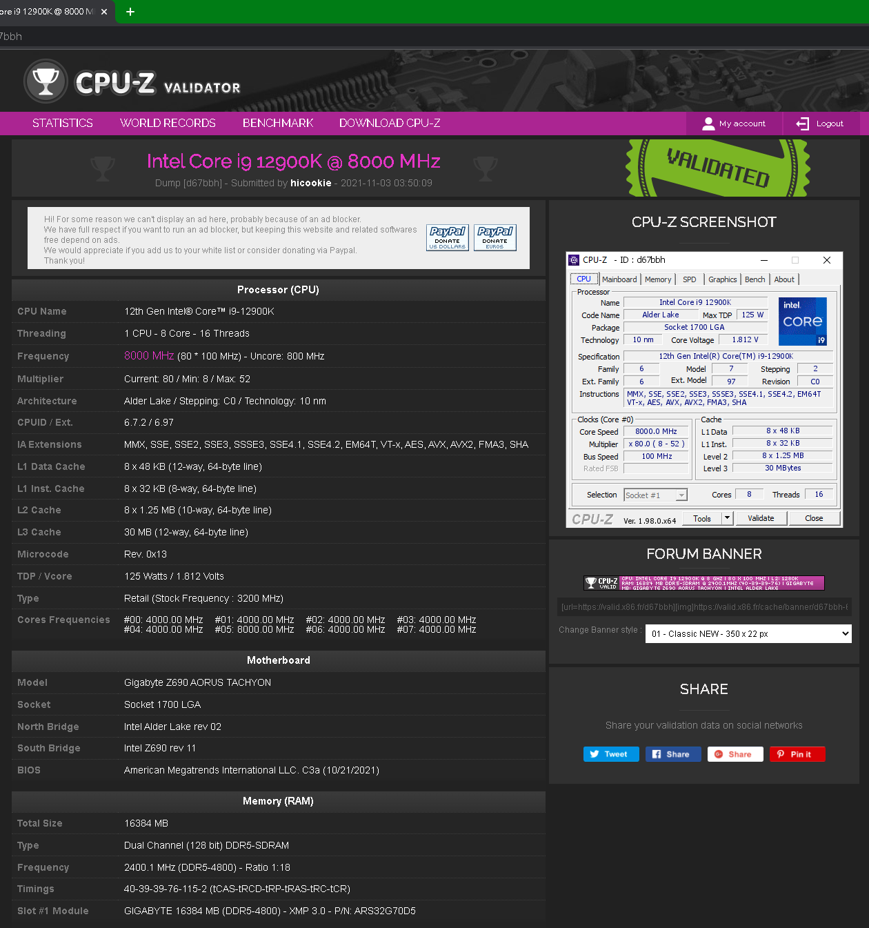 12900K 8000MHz 26b01